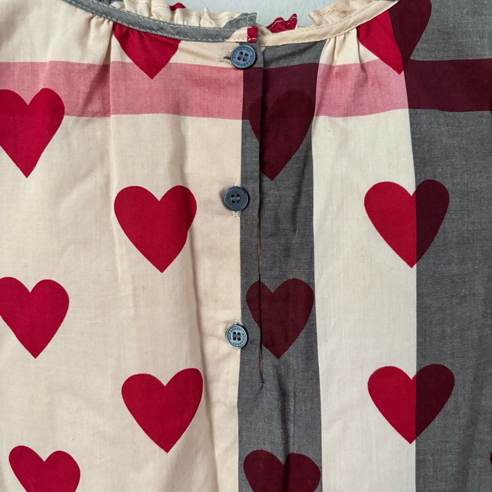 Burberry Kids Philippa Checked Heart Woven Dress Size 12 Luxury Cotton Classic - Picture 8 of 11